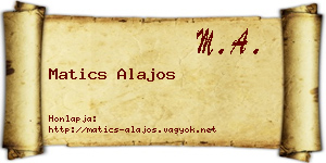 Matics Alajos névjegykártya